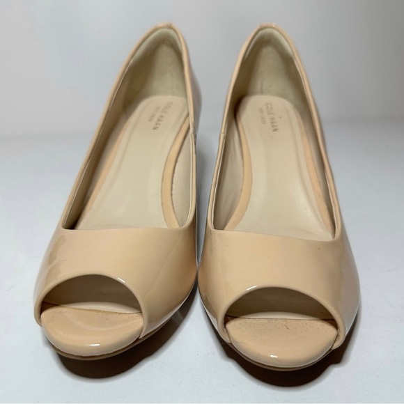 Cole Haan Grand Os Womens Sadie Open Toe Nude Patent Wedge Heels Size 7.5 - Picture 5 of 8